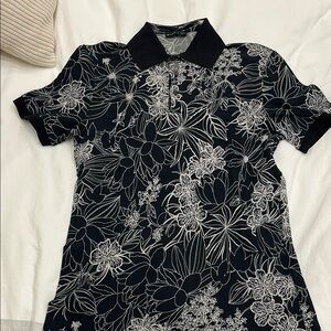 Etro Floral Black and White Polo Shirt